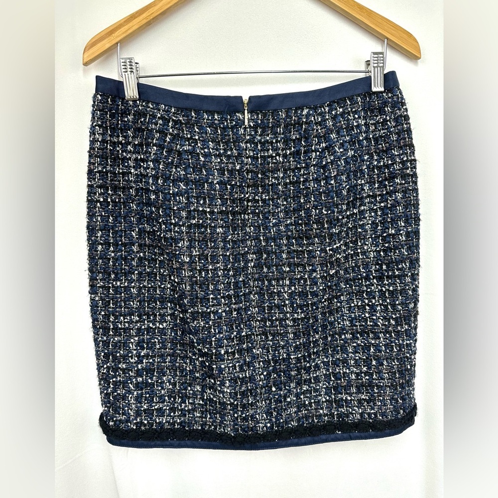 Tory Burch Annabelle Navy Tweed Skirt Size 8 - Picture 11 of 15